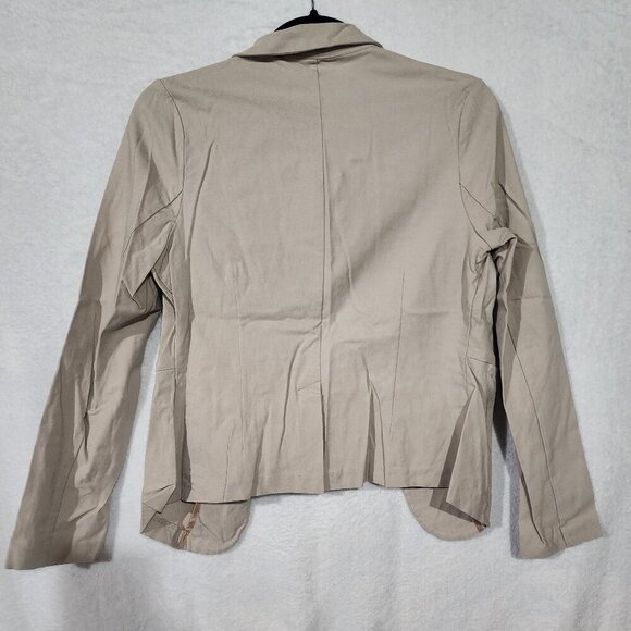 NWOT Papaya Open Front Stetchy Fitted Blazer Size Lg Juniors Beige Button Career - Picture 2 of 6